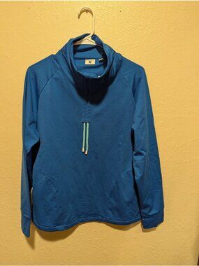 FootJoy Golf WOMENS FUNNEL COLLAR PULLOVER Blue Large Logo Embroidery